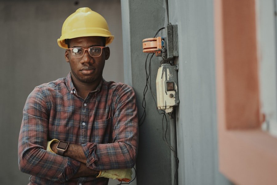 Electrician working on a residential electrical panel